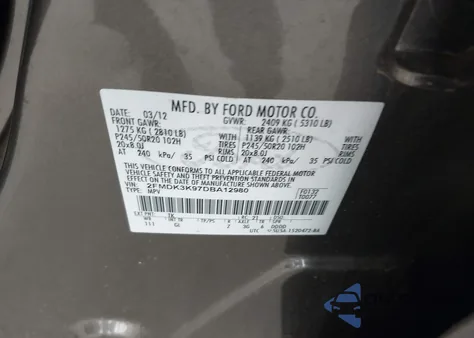 2013 Ford Edge Limited z USA, uszkodzony, nr VIN 2FMDK3K97DBA12980